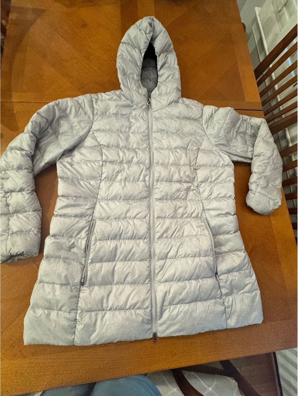 Eddie Bauer Women's XL Gray Waterproof Feather Down Puffer Jacket with Hood
